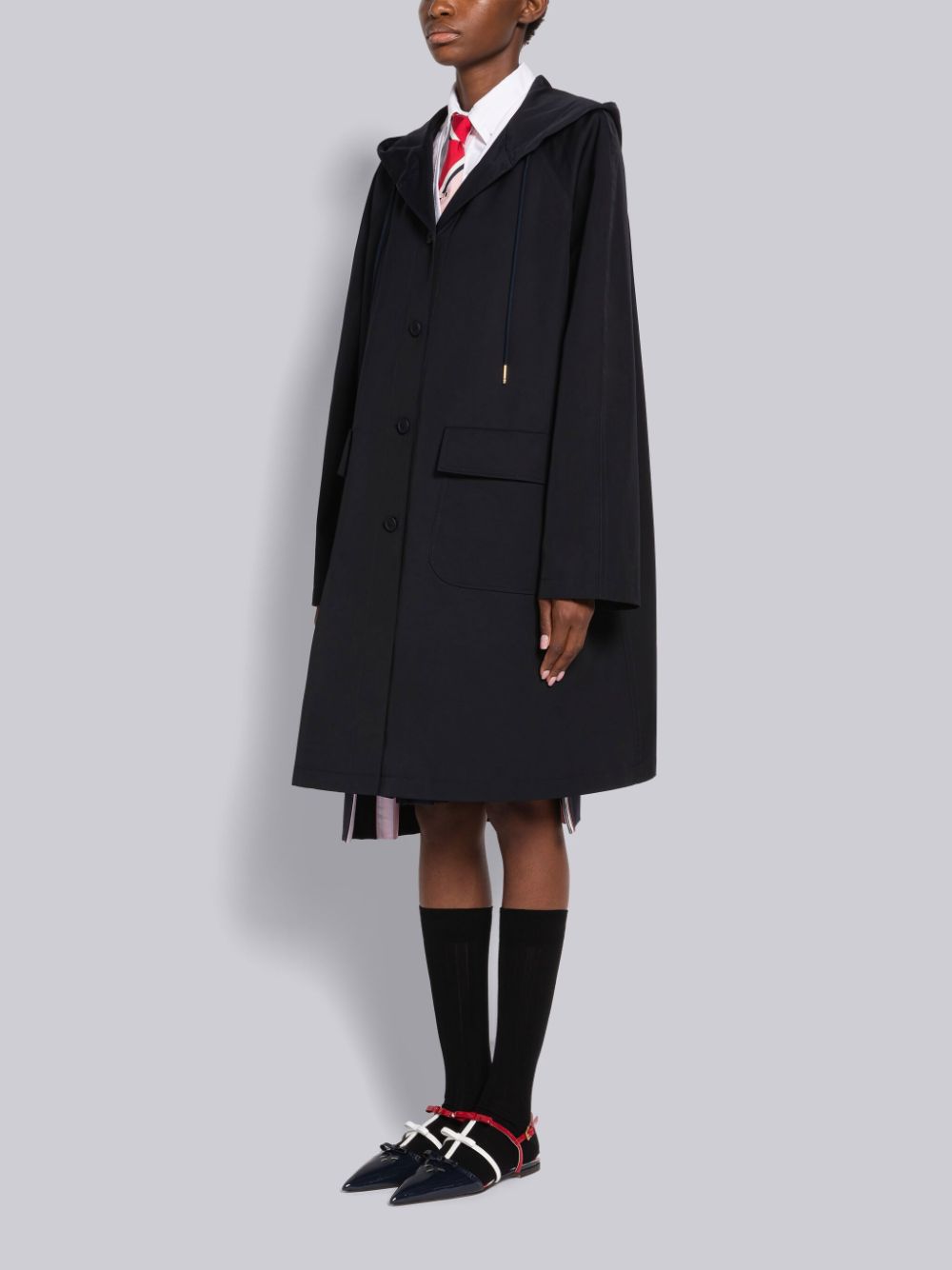 Women Thom Browne Nylon Tech Hooded Parka Blue | WKW01G73094