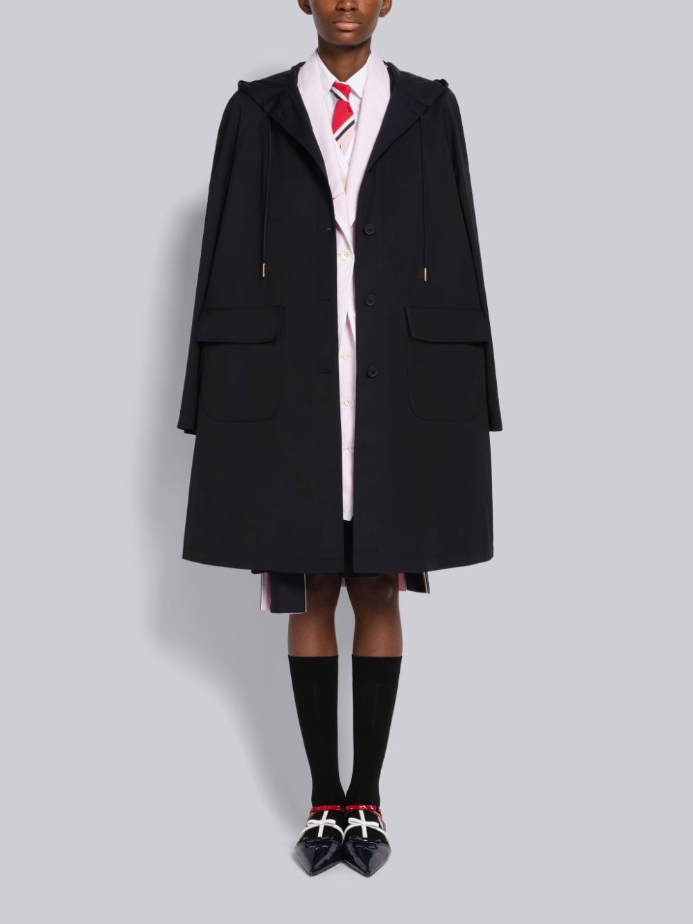 Women Thom Browne Nylon Tech Hooded Parka Blue | WKW01G73094