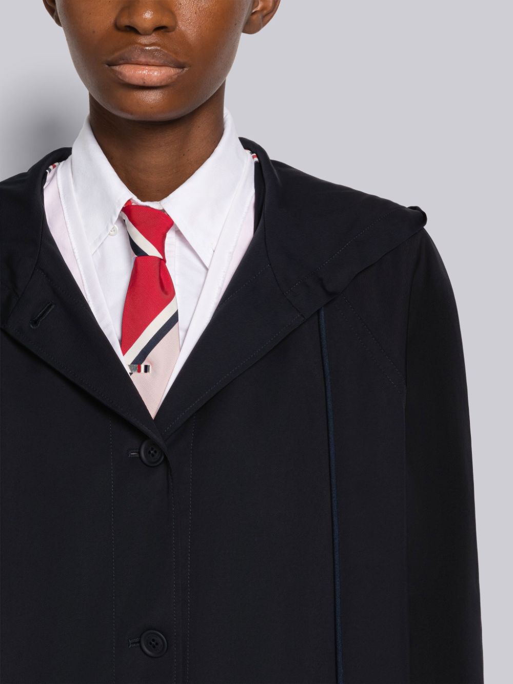Women Thom Browne Nylon Tech Hooded Parka Blue | WKW01G73094