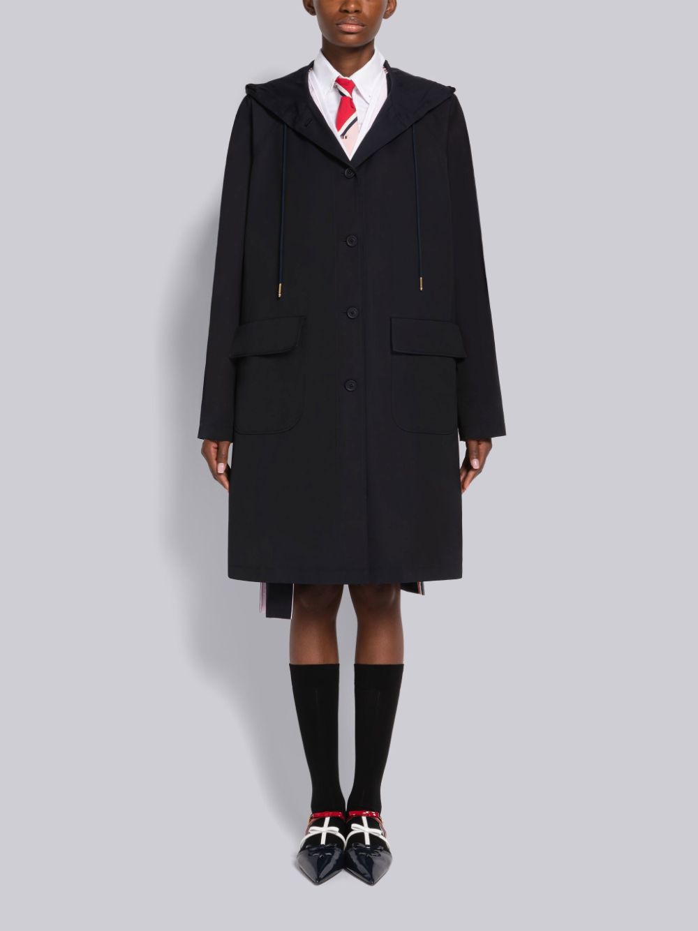 Women Thom Browne Nylon Tech Hooded Parka Blue | WKW01G73094