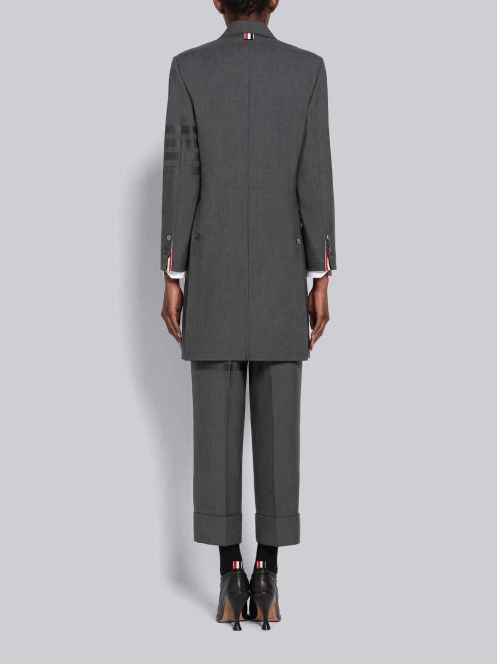 Women Thom Browne PLAIN WEAVE 4-BAR CHESTERFIELD Coats Grey | BJK23V98814
