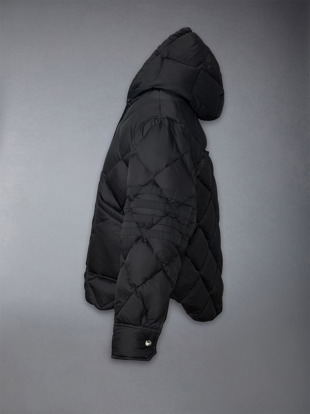Women Thom Browne Patch Pocket 4-bar Hooded Downfill Jackets Black | KYQ66U04504