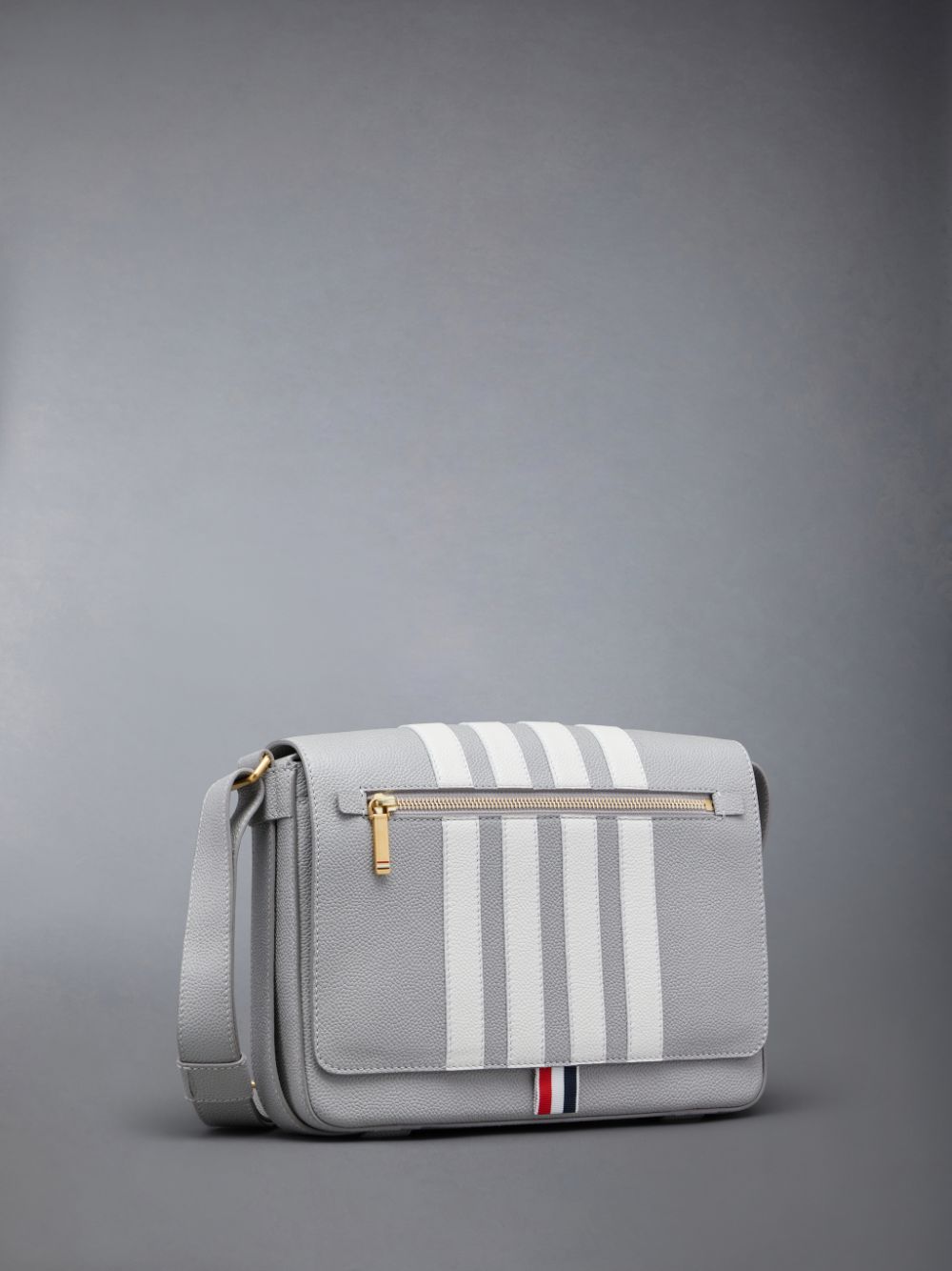 Women Thom Browne Pebble Grain 4-Bar Reporter Shoulder Bags Grey | AUX82N26410