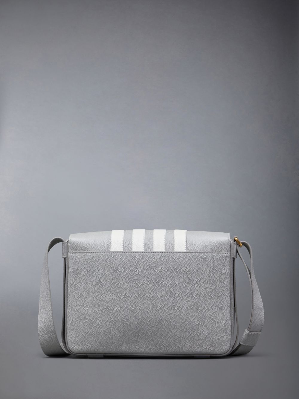Women Thom Browne Pebble Grain 4-Bar Reporter Shoulder Bags Grey | AUX82N26410