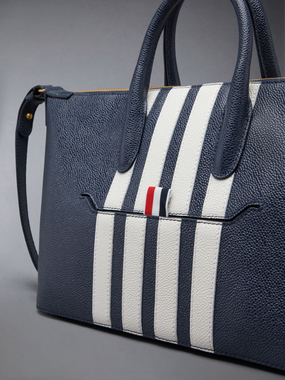 Women Thom Browne Pebble Grain 4-Bar Small Duffle Bags Blue | LHP83M03404