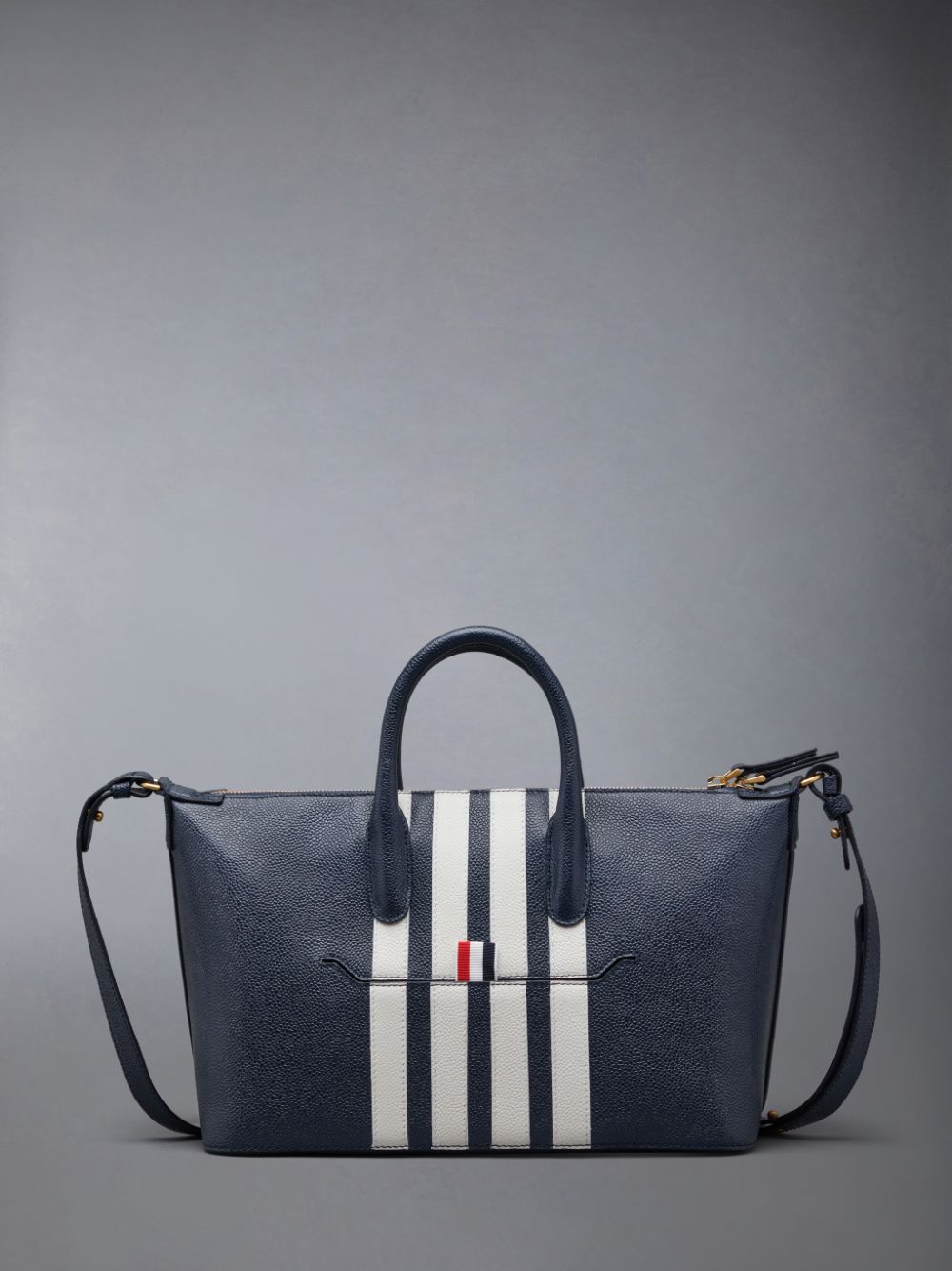 Women Thom Browne Pebble Grain 4-Bar Small Duffle Bags Blue | LHP83M03404