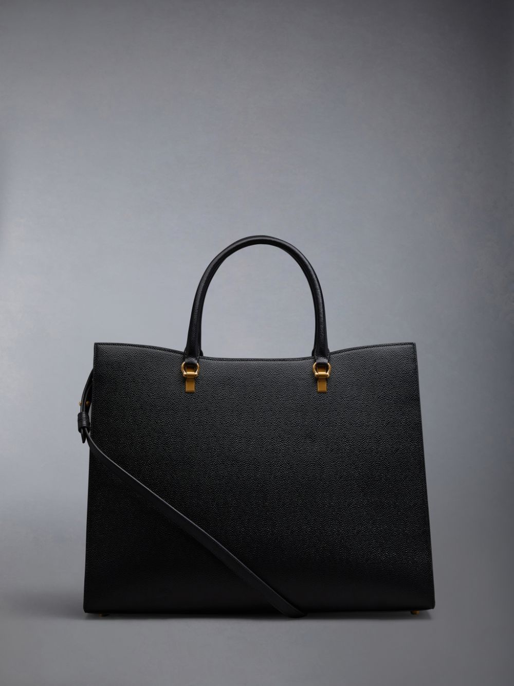 Women Thom Browne Pebble Grain Large Duet Tote Bags Black | TRS46W90029