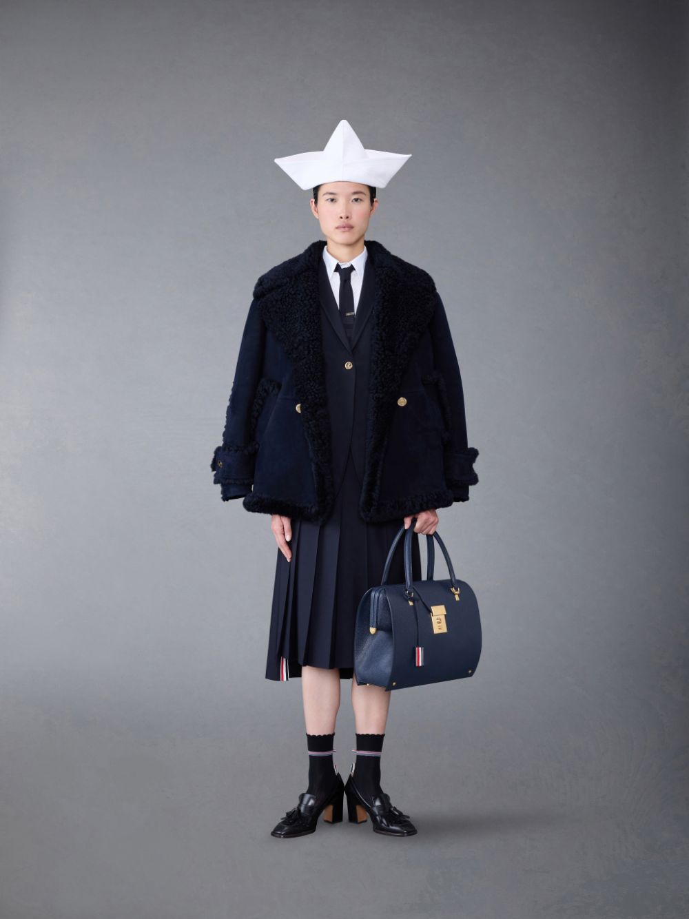 Women Thom Browne Plain Weave 4-Bar Elongated Single Button Sport Coats Blue | VAM87I91522