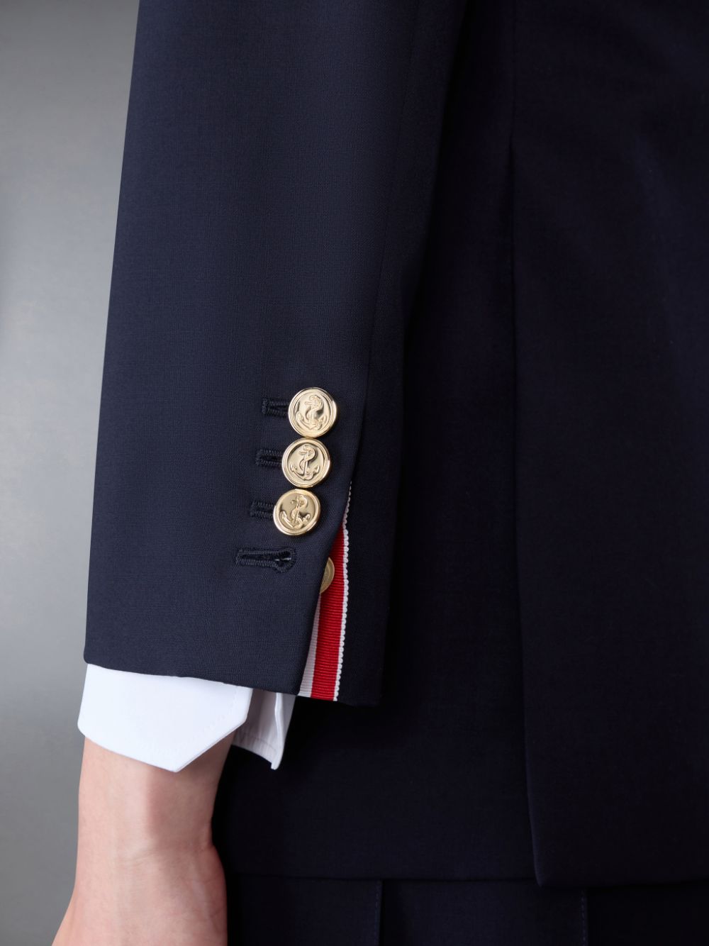Women Thom Browne Plain Weave 4-Bar Elongated Single Button Sport Coats Blue | VAM87I91522