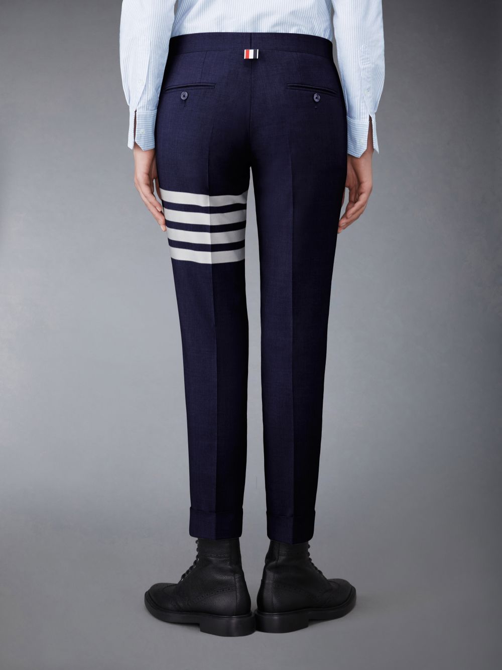 Women Thom Browne Plain Weave 4-Bar Low Rise Skinny Pants Blue | WKK77Y21372