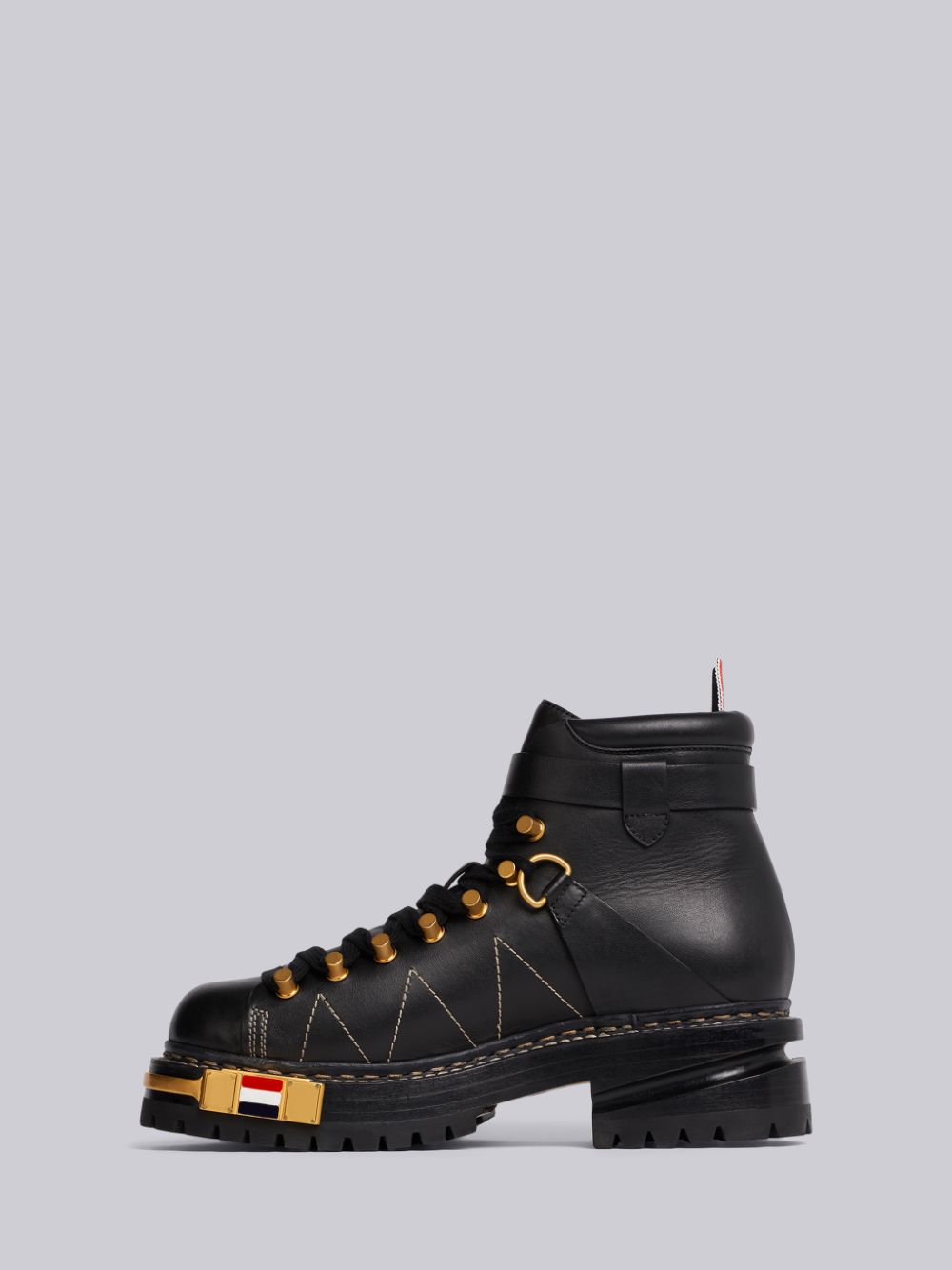 Women Thom Browne RWB-detail Vitello hiking Boots Black | UPN78J18678