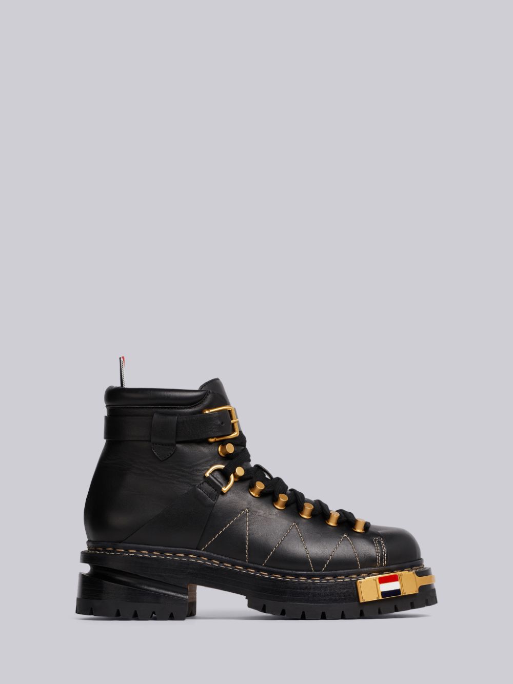 Women Thom Browne RWB-detail Vitello hiking Boots Black | UPN78J18678