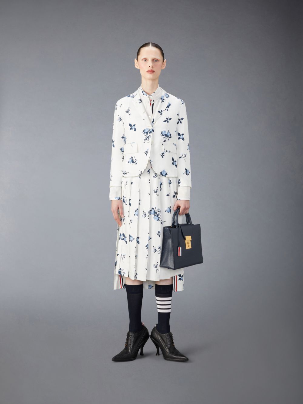 Women Thom Browne Silk Floral Slim Fit Sport Coats White | OKP24Q46989