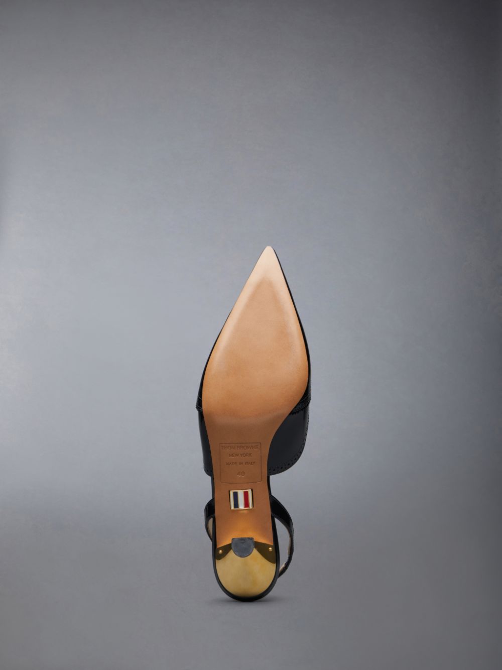 Women Thom Browne Smooth Calf Wingtip Curved Heel Slingback Mules Black | BNP54N27897