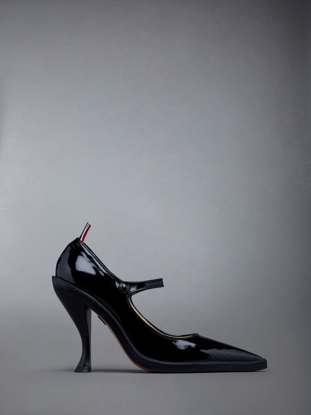 Women Thom Browne Soft Patent Leather Curved Pointed Toe John Heels Shoes Black | FKI74K24185