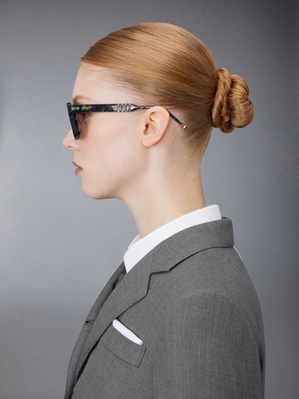 Women Thom Browne Tortoise Acetate Rectangular Sunglasses Blue | NXC91C32219