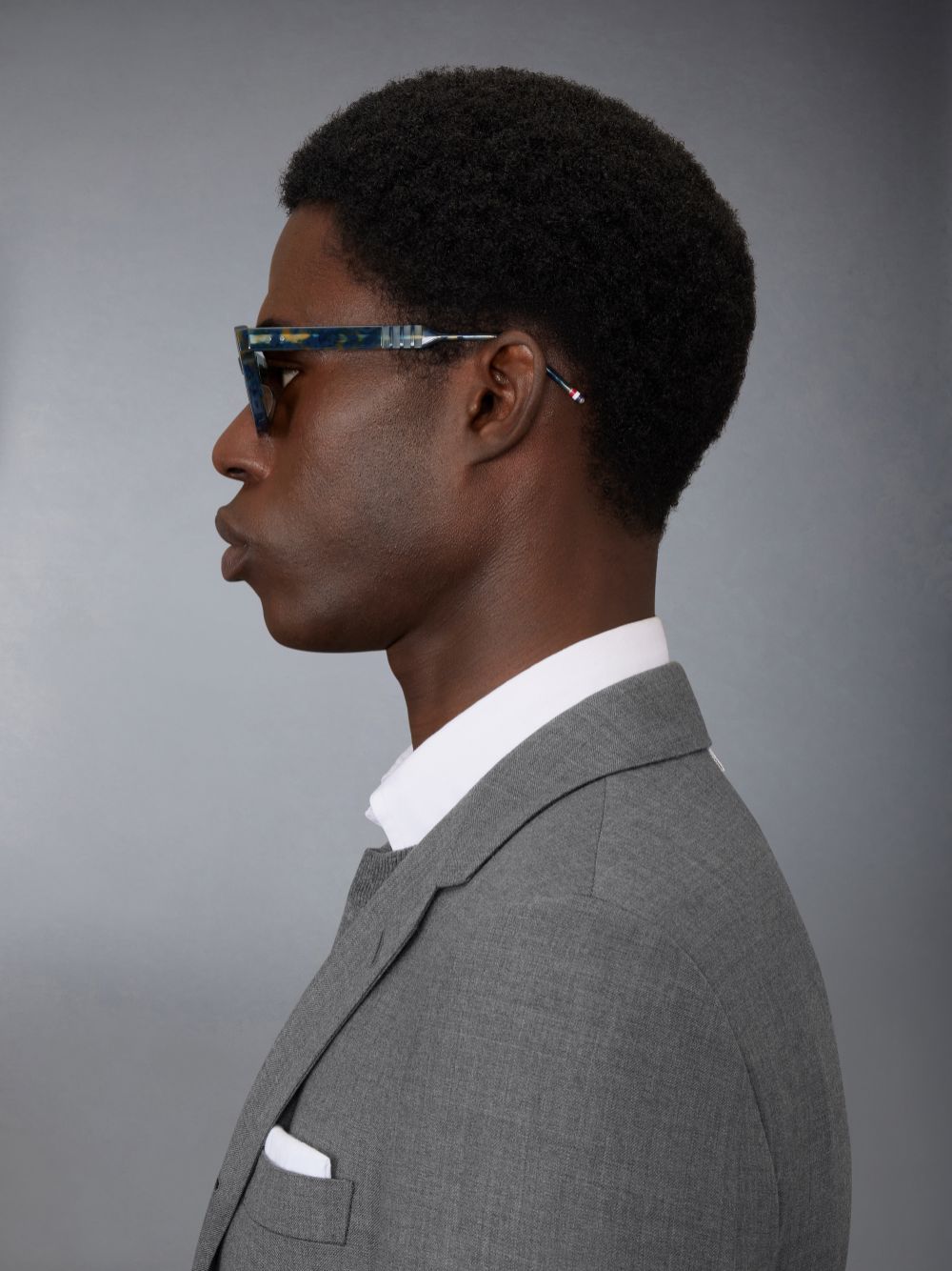Women Thom Browne Tortoise Acetate Rectangular Sunglasses Blue | NXC91C32219