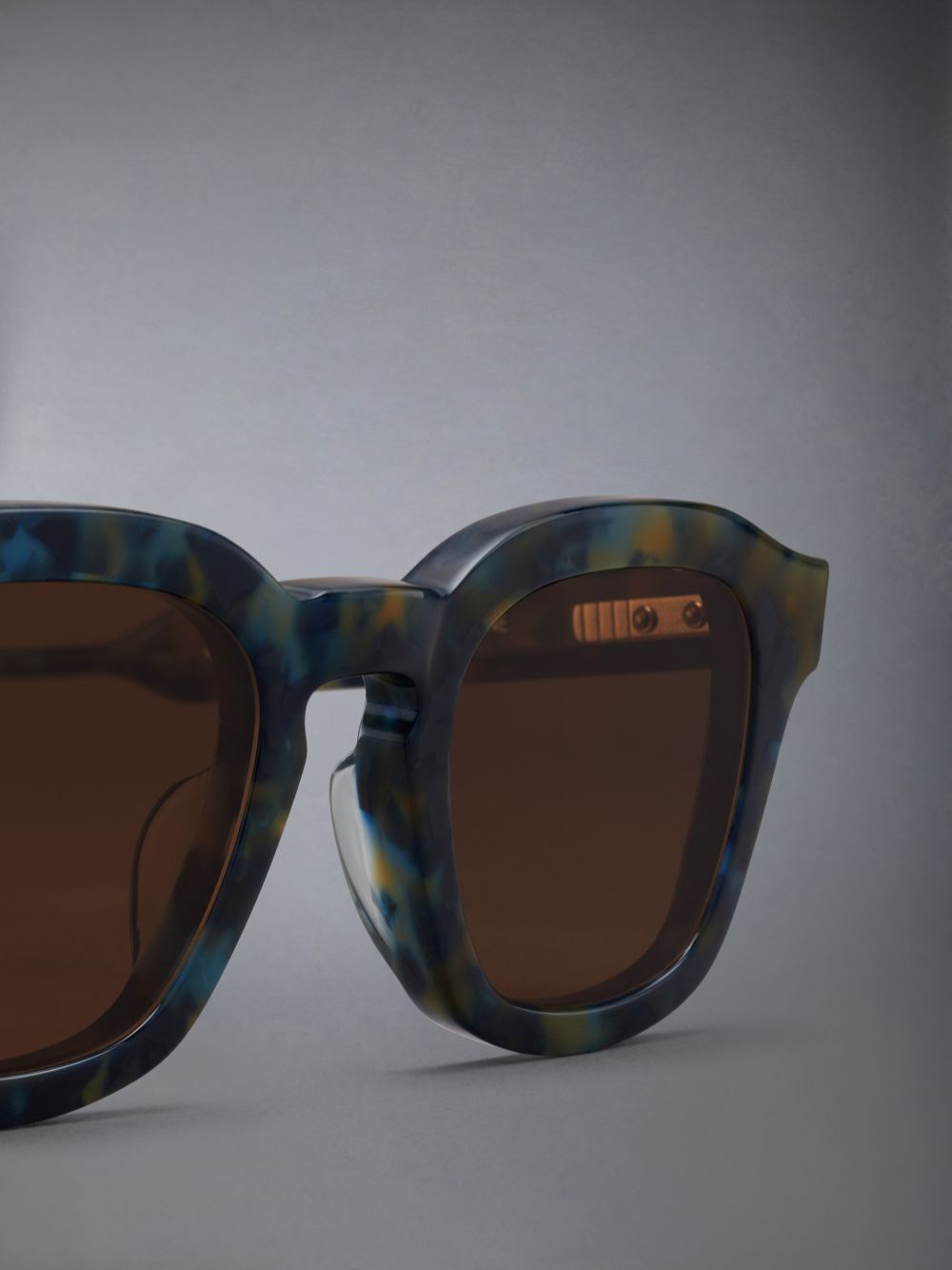 Women Thom Browne Tortoise Acetate Rectangular Sunglasses Blue | NXC91C32219