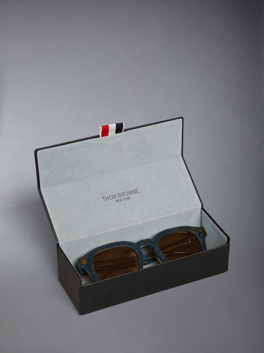 Women Thom Browne Tortoise Acetate Rectangular Sunglasses Blue | NXC91C32219