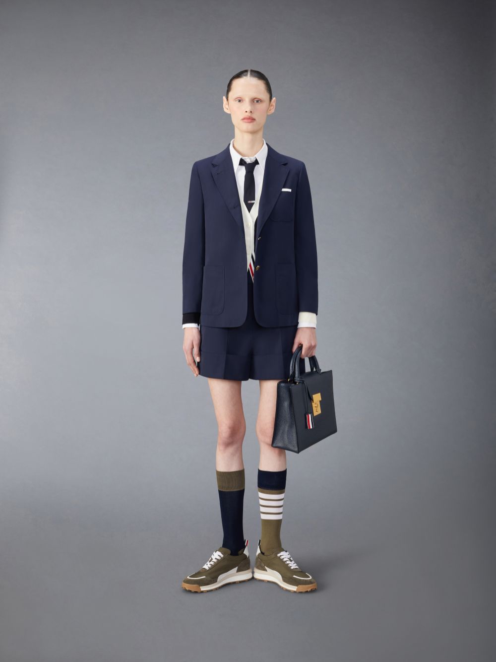 Women Thom Browne Typewriter Sack Shorts Blue | HJK72J07929